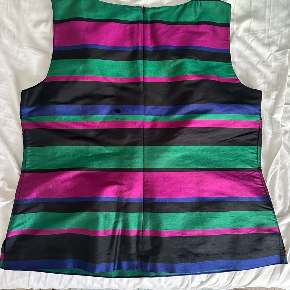 NWT Talbots Vibrant Striped Blouse - Green, Pink, Black